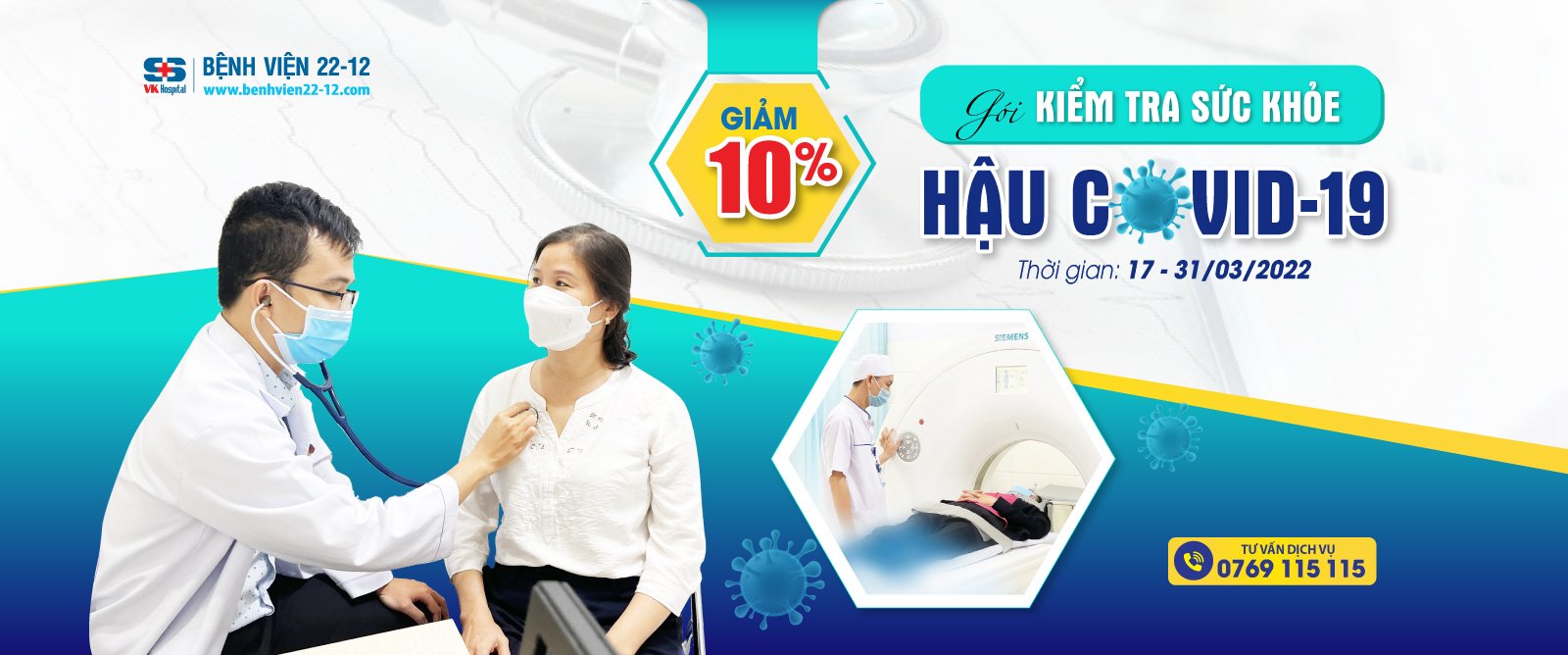 bệnh viện 22-12 | Giảm 10% khi đăng ký gói khám sức khỏe hậu Covid trong tháng 3/2022
