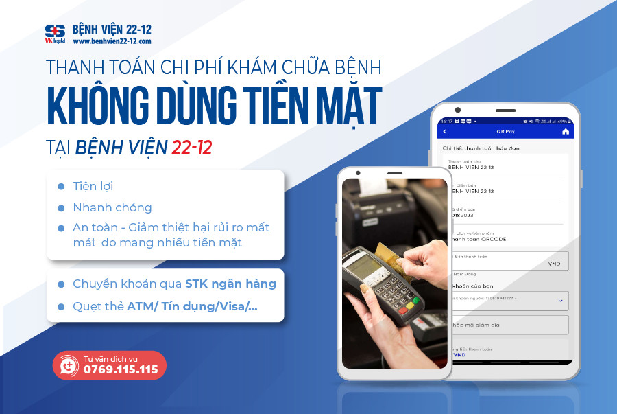 Bệnh viện 22-12/thanh toán viện phí không dùng tiền mặt Bệnh viện 22-12/thanh toán viện phí không dùng tiền mặt
