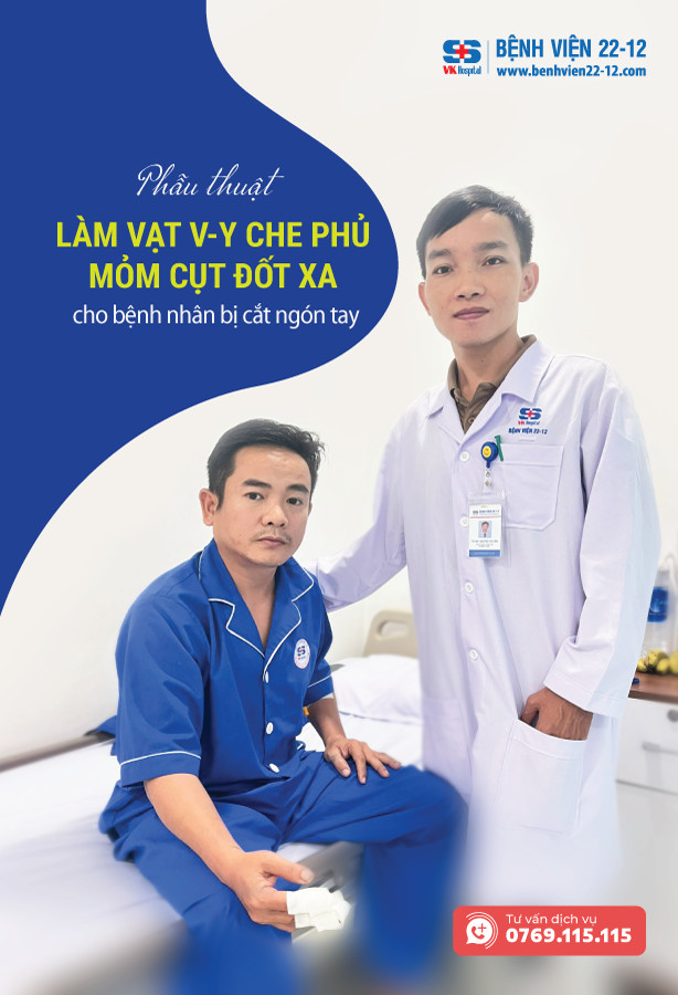 Benh vien 22-12 | Phau thuat lam vat V-Y che phu mom cut dot xa cho benh nhan bi cat ngon tay