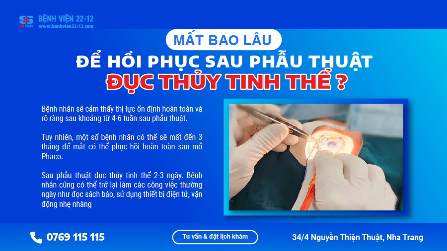 Bệnh viện 22-12 | Mắt bao lâu sẽ phục hồi sau phẫu thuật đục thủy tinh thể? Bệnh viện 22-12 | Mắt bao lâu sẽ phục hồi sau phẫu thuật đục thủy tinh thể?